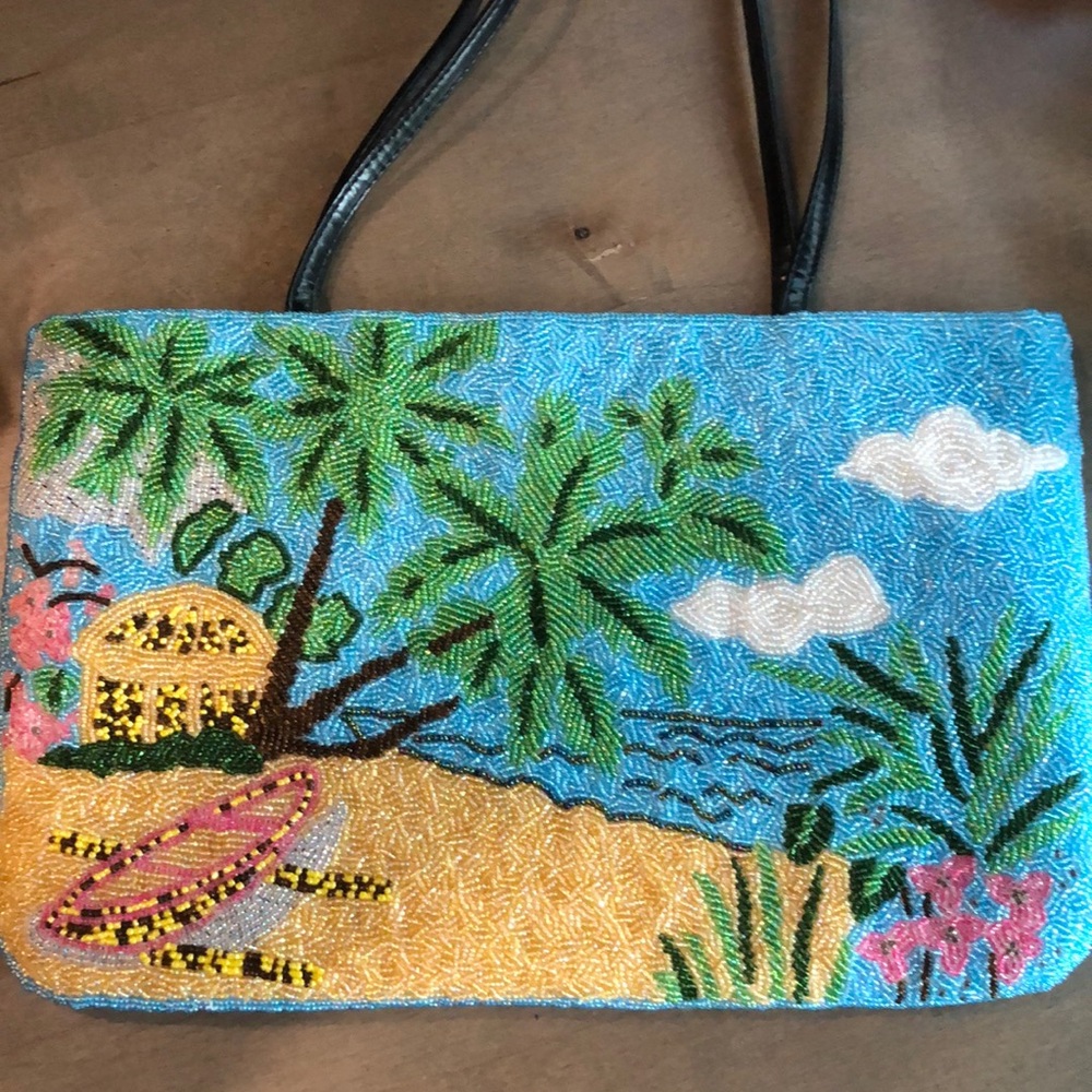 Another Y & S Original Beach Scene Beaded Should Bag